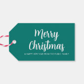 Aangepaste Sjabloon Merry Christmas Green Rood Wit Cadeaulabel (Achterkant Horizontaal)