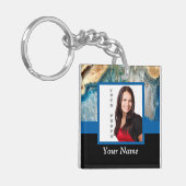 Aangepaste sjabloon met blauw kristal sleutelhanger (Voorkant Links)