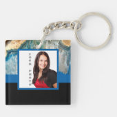 Aangepaste sjabloon met blauw kristal sleutelhanger (Achterkant)