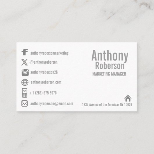 Aangepaste sjabloon met sociale mediasymbolen visitekaartje (Voorkant)