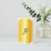 Aangepaste Sjabloon Modern elegant Faux Gold White Visitekaartje (Staand voorkant)