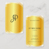 Aangepaste Sjabloon Modern elegant Faux Gold White Visitekaartje (Voorkant / Achterkant)
