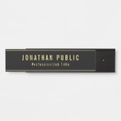 Aangepaste Sjabloon Modern zwart en goud Kantoor Deurbordje (Voorkant)