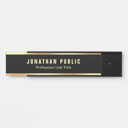 Aangepaste Sjabloon Modern zwart-wit en goud Deurbordje (Voorkant)