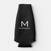 Aangepaste Sjabloon Modern zwart-wit monogram Flesjeskoeler (Voorkant)