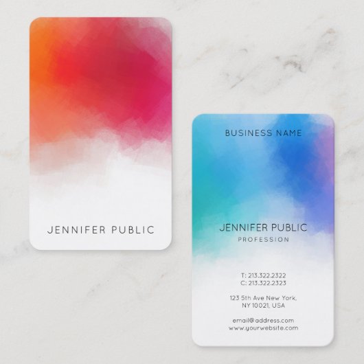 Aangepaste Sjabloon Moderne, kleurrijke Abstracte Visitekaartje (Voorkant / Achterkant)
