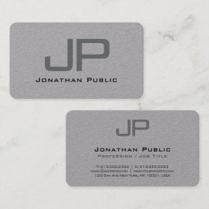 Aangepaste Sjabloon Monogram Luxe Premium Grijs Visitekaartje