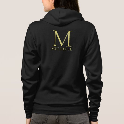 Aangepaste Sjabloon Naam Monogram Vrouwen Zwart &  Hoodie (Achterkant)