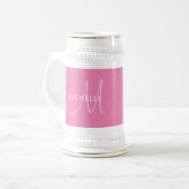 Aangepaste Sjabloon Namen Initiaal Monogram roze w Bierpul (Voorkant links)
