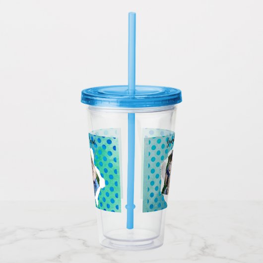 Aangepaste Sjabloon papieren doosje Foto Blauwe St Acryl Drinkbeker (Rechts)