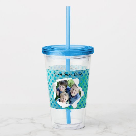 Aangepaste Sjabloon papieren doosje Foto Blauwe St Acryl Drinkbeker (Voorkant)