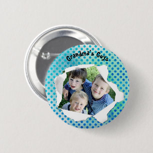 Aangepaste Sjabloon papieren doosje Foto Blauwe St Ronde Button 5,7 Cm