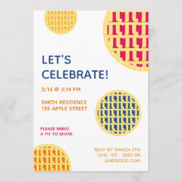 Aangepaste Sjabloon Pi Day Pie Party Invitation Ka Kaart