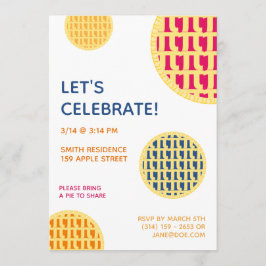Aangepaste Sjabloon Pi Day Pie Party Invitation Ka Kaart