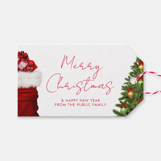 Aangepaste sjabloon Prettig kerstfeest Gelukkig ni Cadeaulabel (Voorkant (Horizontaal))