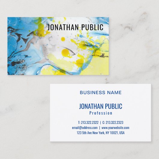 Aangepaste Sjabloon Professional Modern Blauw Geel Visitekaartje (Voorkant / Achterkant)
