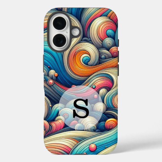 Aangepaste Sjabloon Psychedelic Wavy Print Case-Mate iPhone Case (Achterkant)