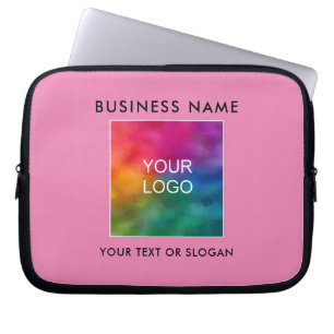 Aangepaste Sjabloon Upload Business Logo hier roze Laptop Sleeve