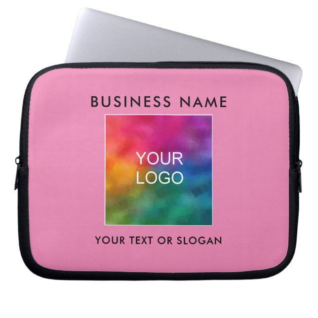 Aangepaste Sjabloon Upload Business Logo hier roze Laptop Sleeve (Voorkant)