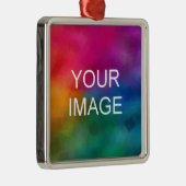 Aangepaste Sjabloon Uw foto uploaden of Logo Squar Metalen Ornament (Rechts)