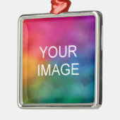 Aangepaste Sjabloon Uw foto uploaden of Logo Squar Metalen Ornament (Links)