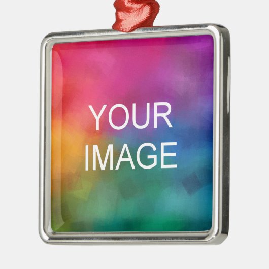 Aangepaste Sjabloon Uw foto uploaden of Logo Squar Metalen Ornament (Links)