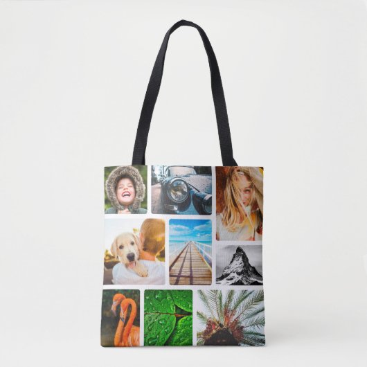 Aangepaste Sjabloon voor 18 fotocollage Tote Bag (Voorkant)