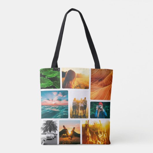 Aangepaste Sjabloon voor 18 fotocollage Tote Bag (Achterkant)