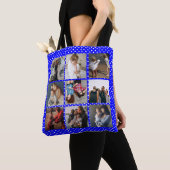 Aangepaste Sjabloon voor 8 fotocollage blauw Tote Bag (Dichtbij)