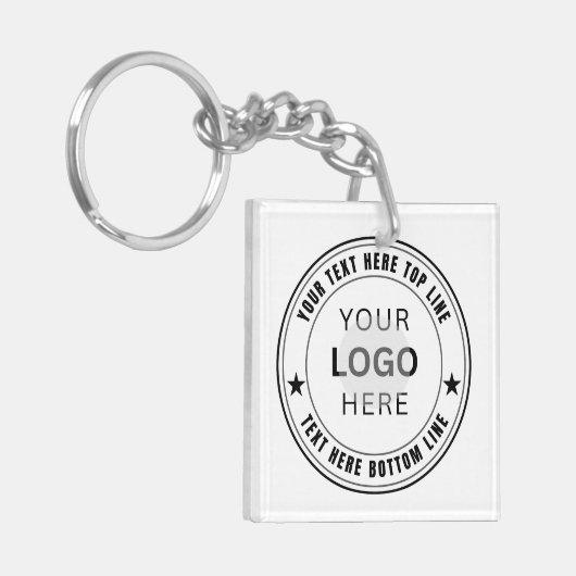 Aangepaste sjabloon voor bedrijfslogo naam sleutelhanger (Voorkant Links)