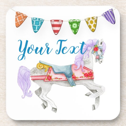 Aangepaste Sjabloon voor carrouselpaarden Bier Onderzetter (Voorkant)