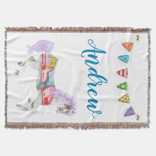 Aangepaste Sjabloon voor carrouselpaarden Deken (Voorkant)