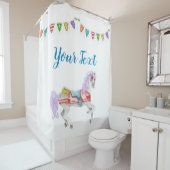 Aangepaste Sjabloon voor carrouselpaarden Douchegordijn (In situ)