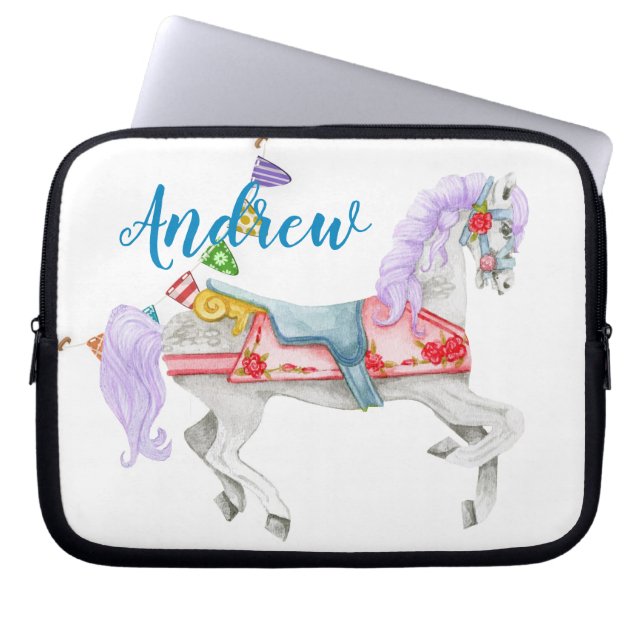 Aangepaste Sjabloon voor carrouselpaarden Laptop Sleeve (Voorkant)
