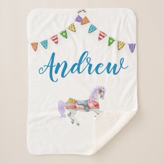 Aangepaste Sjabloon voor carrouselpaarden Sherpa Deken (Voorkant)