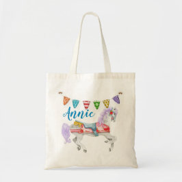 Aangepaste Sjabloon voor carrouselpaarden Tote Bag