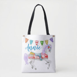 Aangepaste Sjabloon voor carrouselpaarden Tote Bag