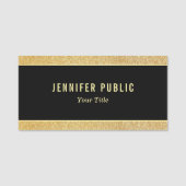 Aangepaste Sjabloon voor elegant zwart en goudglit Naamplaatje (Voorkant)