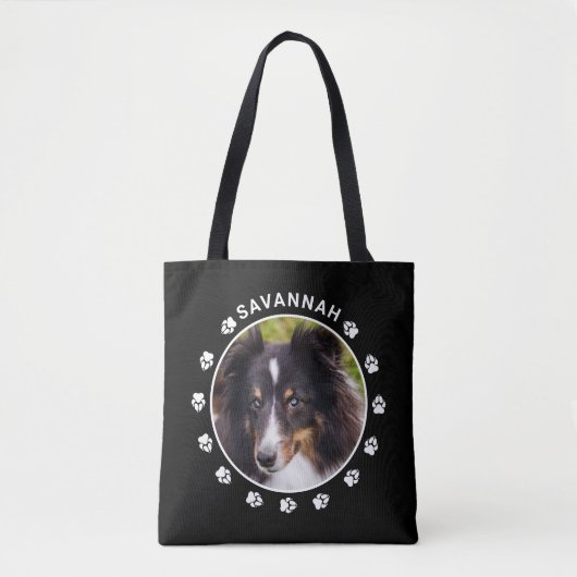 Aangepaste sjabloon voor huisdierfoto met witte po tote bag (Voorkant)