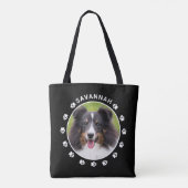 Aangepaste sjabloon voor huisdierfoto met witte po tote bag (Achterkant)