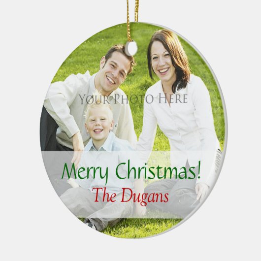 Aangepaste Sjabloon voor kerstfotoversiering Keramisch Ornament (Links)