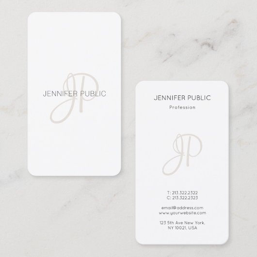 Aangepaste Sjabloon voor modern elegant monogram o Visitekaartje (Voorkant / Achterkant)