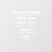 Aangepaste sjabloon voor openingsuren van eenvoudi raamsticker (Vel)