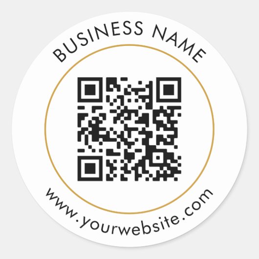 Aangepaste Sjabloon voor tekst met QR-code Ronde Sticker (Voorkant)