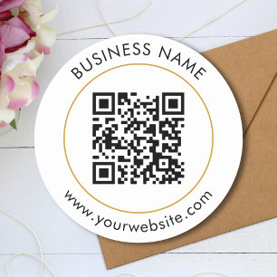 Aangepaste Sjabloon voor tekst met QR-code Ronde Sticker