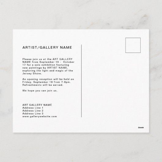 Aangepaste Sjabloon voor uitnodiging voor galerijt (Achterkant)