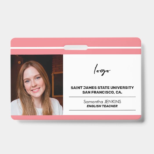 Aangepaste sjabloon voor werknemersfoto logo en ba badge (Voorzijde)