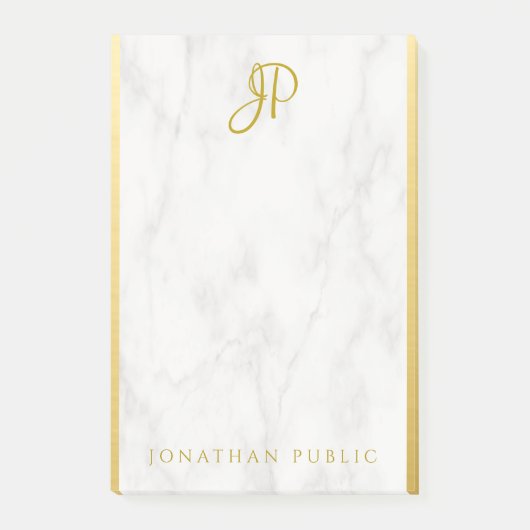 Aangepaste Sjabloon voor witte marmer Gold Script- Post-it® Notes (Voorkant)