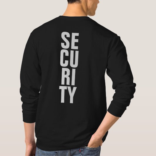 Aangepaste Sjabloon voor zwart-wit Mannen beveilig T-shirt (Achterkant)