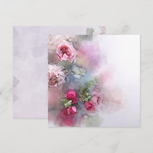 Aangepaste sjabloon watercolor kunstrozen bloemen kaart (Voorkant / Achterkant)